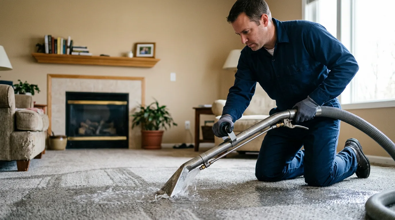 Water damage restoration technician working near Northbridge, MA